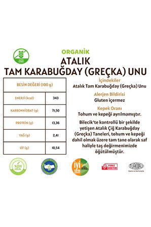 Organik Atalık Karabuğday (Greçka) Unu (Gluten İçermez) - 1 Kilo