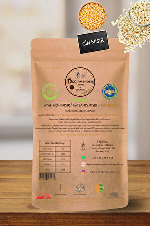 Organik Atalık Cin Mısır / Patlamış Mısır - 500 Gram