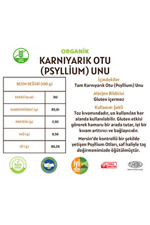Karnıyarık Otu Unu (Psyllium) (Gluten İçermez) - 300 Gram