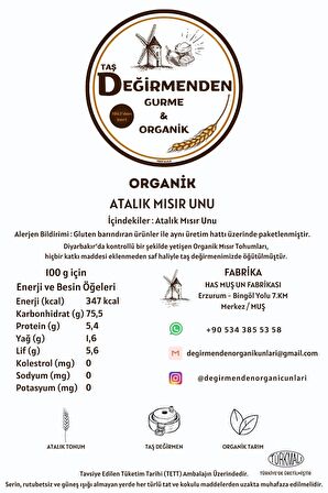 Organik Atalık Mısır Unu - 10 Kilo