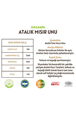Organik Atalık Mısır Unu - 20 Kilo