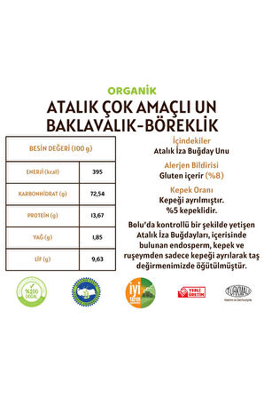 Organik Atalık Çok Amaçlı Un - Baklavalık-Böreklik - 10 Kilo