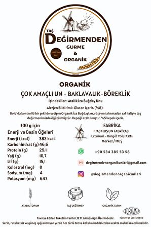 Organik Atalık Çok Amaçlı Un - Baklavalık-Böreklik - 10 Kilo