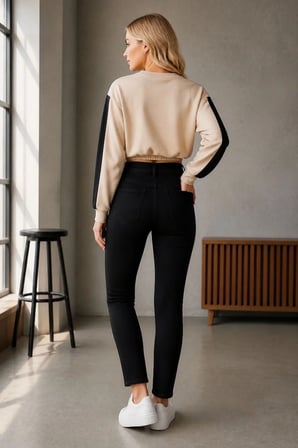 Ada Kadın Siyah Mom Likralı Jean Kot Pantolon New-1