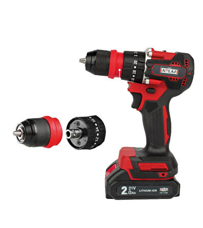 ATTLAS Atb 21 Blpdx-202c  2 x 2.0 Ah Çift Akülü Kömürsüz Darbeli Matkap - A0104098