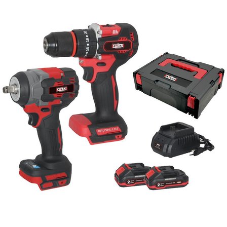 Attlas ATB 21 KS2A-202C Kömürsüz 2x2.0 Ah Çift Akülü İkili Kombo Set Çantalı (55 Nm Darbeli Matkap + 450 Nm Somun Sıkma) - A0104175