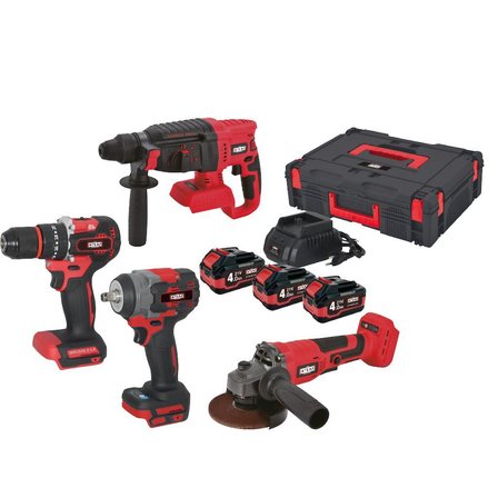 Attlas ATB 21 KS4A - 403C 3x4.0 Ah Üç Akülü Kömürsüz 4'Lü Kombo Set (Matkap + Kırıcı + Somun Sıkma + Taşlama) - A0104176