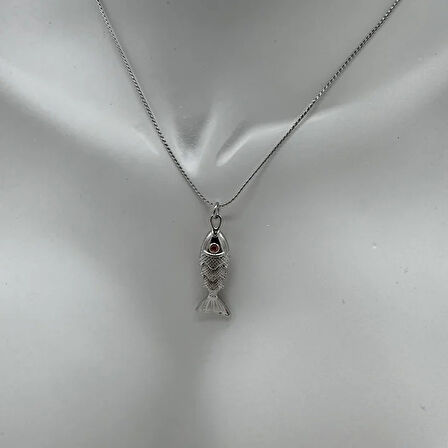 Çelik Silver Balık Kolye  - Silver