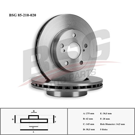 Japon Fren Diski Ön - Fren Diski Ön - Bsg 85-210-020