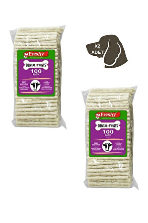 Dental Twists - Beyaz Burgu Çubuk - 100'lü Mega 2 Paket - 1200 gram