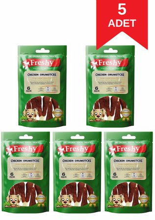 Freshy Chicken Drumstick Tavuk Eti Sarılı Kalsiyum But  Kemik Köpek Ödülü 6'lı 90 Gr 5 Paket