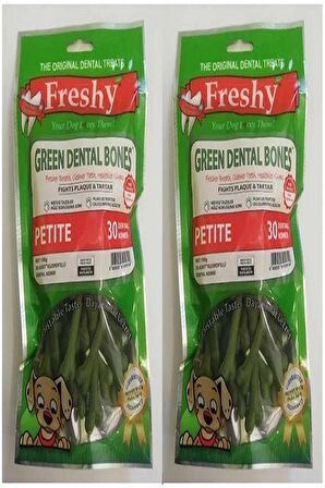 Freshy Green Dental Bones Petite 30 Adet Küçük Boy Klorofilli Köpek Kemiği  2 X 150 gr. (2 Adet)