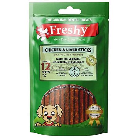 Freshy  Chicken & Liver Sticks Tavuk Etli Ciğerli Burgu Çubukları 100 Gr