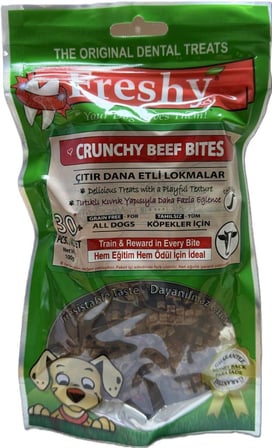 FRESHY ÇITIR DANA ETİ LOKMALARI KÖPEK ÖDÜLÜ 30 ADET 100GR