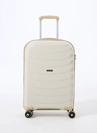 Discovery Expedition Beyaz - Bej Çekçekli Sert Valiz DSC-5263 Kabin