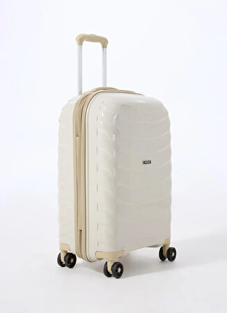 Discovery Expedition Beyaz - Bej Çekçekli Sert Valiz DSC-5263 Kabin