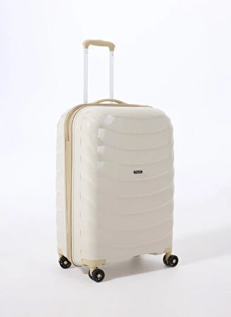 Discovery Expedition Beyaz - Bej Çekçekli Sert Valiz DSC-5263 Orta