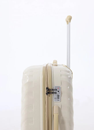 Discovery Expedition Beyaz - Bej Çekçekli Sert Valiz DSC-5263 Orta