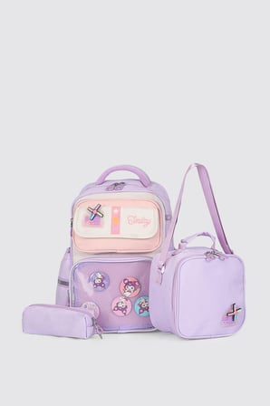 ÇÇS Kids Premium Okul Çanta Seti 3'lü İlkokul Ortaokul Sırt Çantası Termal Beslenme Çantası Kalemlik Mor 51974