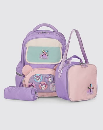 ÇÇS Kids Premium Okul Çanta Seti 3'lü İlkokul Ortaokul Sırt Çantası Termal Beslenme Çantası Kalemlik Mor 51977