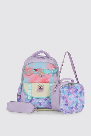 ÇÇS Kids Premium Okul Çanta Seti 3'lü İlkokul Ortaokul Sırt Çantası Termal Beslenme Çantası Kalemlik Mor 51980