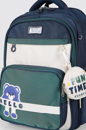 ÇÇS Kids Premium Okul Çanta Seti 3'lü İlkokul Ortaokul Sırt Çantası Termal Beslenme Çantası Kalemlik Lacivert-Yeşil 51983