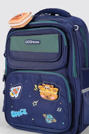 ÇÇS Kids Premium Okul Çanta Seti 3'lü İlkokul Ortaokul Sırt Çantası Termal Beslenme Çantası Kalemlik Lacivert-Yeşil  52016