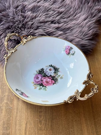 Antique Kulplu Yuvarlak Kase 36 Cm