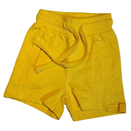 Erkek Çocuk Şort – Bağcıklı Bel – Canlı Sarı – %100 Pamuk