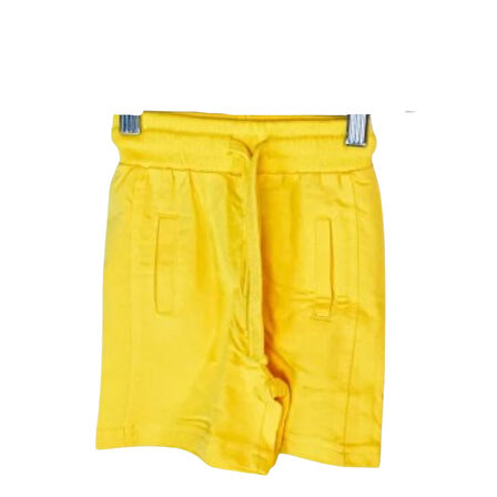 Erkek Çocuk Şort – Bağcıklı Bel – Canlı Sarı – %100 Pamuk