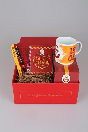 DEKOMUS GIFT BOX ÖZEL KUTULU LİSANSLI GALATASARAY KUPA,AJANDA ve HYBRIT TÜKENMEZ KALEM SETİ 