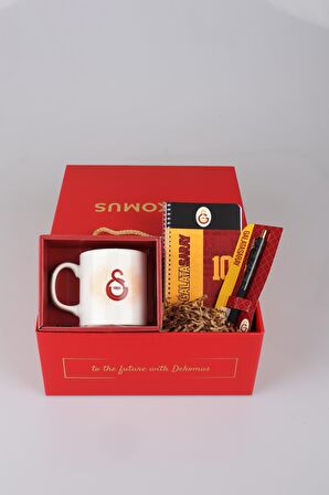 DEKOMUS GIFT BOX ÖZEL KUTULU LİSANSLI GALATASARAY KUPA,AJANDA ve HYBRIT TÜKENMEZ KALEM SETİ 