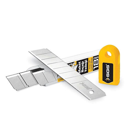 SGS 164 Geniş Maket Bıçağı Yedeği 18 mm 10’lu Yedek Bıçak Paketi - 100 Ad Yedek Uç