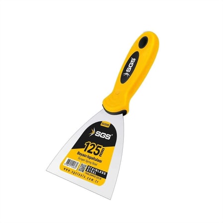 SGS İnşaat Spatulası Paslanmaz Çelik 125 mm Yay Çeliği Soft Plastik Saplı