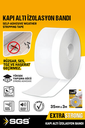 SGS 1243 Kapı Altı Rüzgar Önleyici ve Ses Yalıtım Bandı 35mm x 3m Kendinden Yapışkanlı