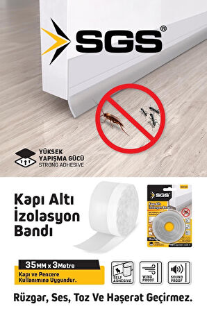 SGS 1243 Kapı Altı Rüzgar Önleyici ve Ses Yalıtım Bandı 35mm x 3m Kendinden Yapışkanlı