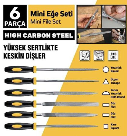 SGS 6 Parça Mini Eğe Seti 5x180mm 