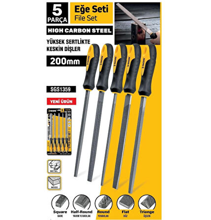SGS 1359 5 PARÇA EĞE SETİ 8``-200 MM 