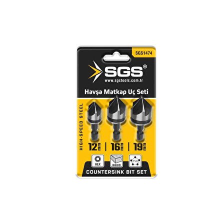 SGS 1474  HAVŞA MATKAP UCU SETİ (12MM-16MM-19MM) 