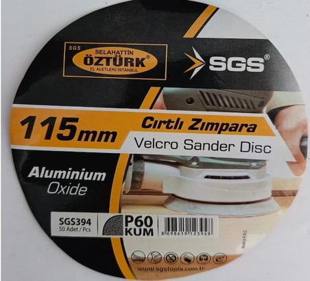 SGS Cırtlı Zımpara 115 mm 60 Kum Kaba Ahşap Metal Kazıma Diski SGS394 - 10 Adet