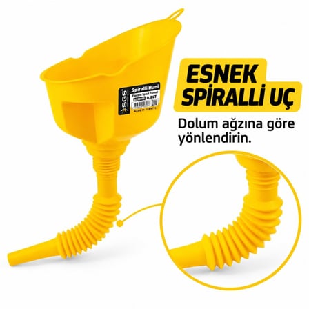 SGS Spiralli Huni 0,8 L Esnek Uçlu Sıvı Aktarma Hunisi