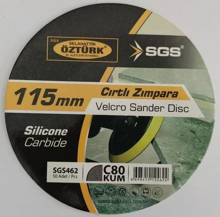 SGS Cırtlı Zımpara 115 mm 80 Kum Ahşap Metal Zımparalama Diski SGS462 - 10 Adet
