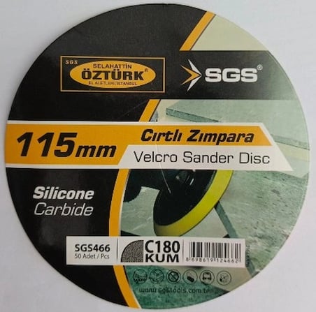 SGS Cırtlı Zımpara 115 mm 180 Kum İnce Ahşap Metal Zımparalama Diski SGS466 - 10 Adet