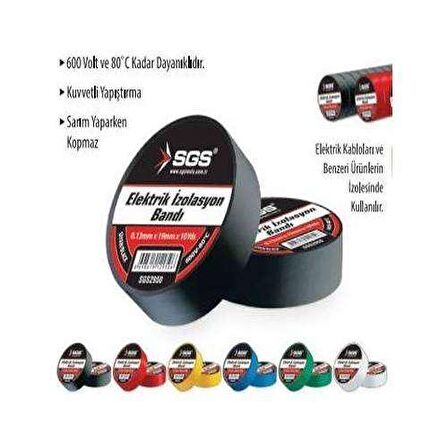 Sgs Elektrik İzolasyon Bandı 19mm SGS2950 (10 Adet)