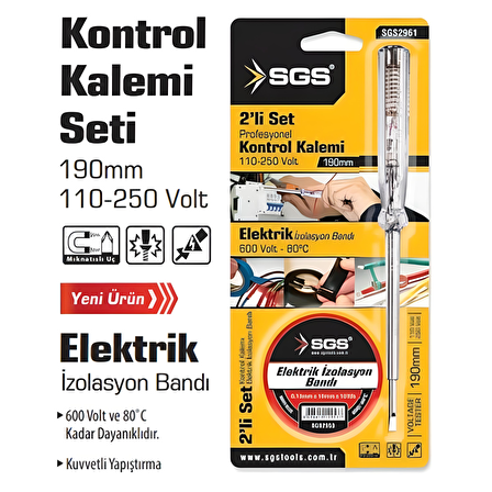 Sgs Kontrol Kalemi + Elektrik Bandı Set 2'li