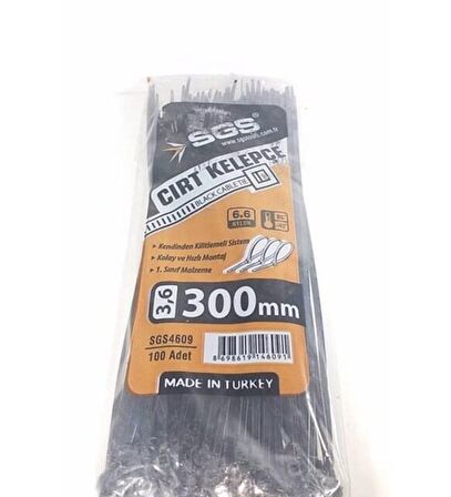 Sgs Cırt Kelepçe 3,6X300MM Siyah 100'LÜ SGS4609