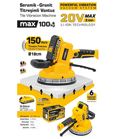 SGS 5415 AKÜLÜ SERAMİK-GRANİT TİTREŞİMLİ VANTUZ 20V 1*2.0 Ah
