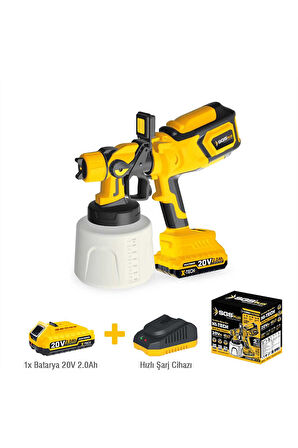 SGS 5460 20V 2Ah Akülü Boya Püskürtme Tabancası 1400 ml Hazne 3 Nozullu LED Işıklı