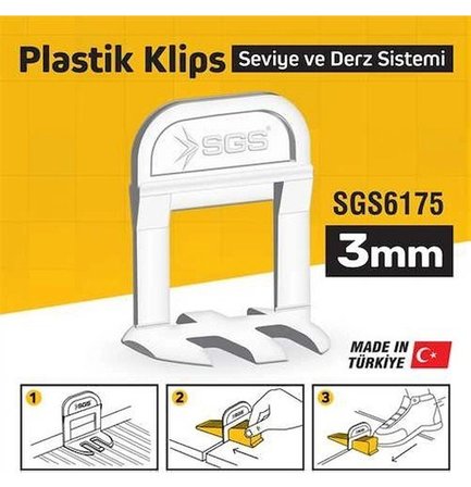 SGS6175 3 mm Derz Seviye Tespit Klipsi (PK/100 Adet)