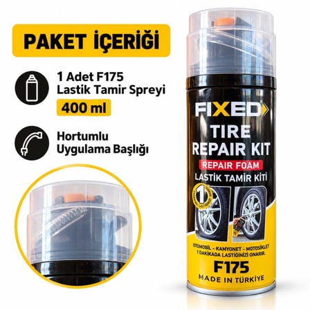 FIXED F175 Lastik Tamir Kiti 400 ml Hortumlu Acil Lastik Onarım Köpüğü